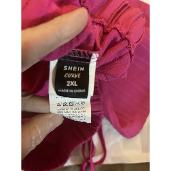 Shein Curve Womens‎ Pink Drawstring Elastic Waist Shorts Crinkled 2XL - Picture 3 of 3